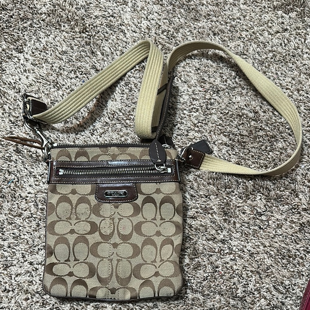 Coach Signature Crossbody Bag - Brown and Tan